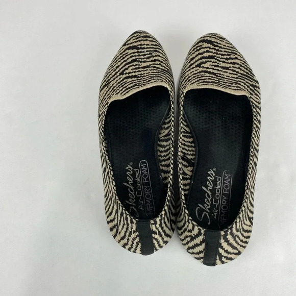 Skechers Womens 7 Cleo Knitty Kitty Zebra Print Flats Pointed Toe Slip On - Picture 2 of 6